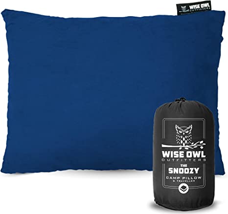 Wise Owl Outfitters Camping Pillow - Memory Foam Travel Pillow for Neck Support, Sleeping, Hiking and Aeroplane Use - Medium