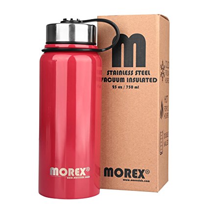 Morex Vacuum Insulated Coffee Bottle Thermos of 25 Ounces Stainless Steel (Red)