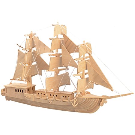 Smilelove 3D Wooden Puzzle Warship Jigsaw Puzzle Toys for Kids (European Sailing Boat)