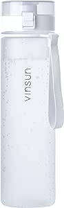 VINSUN Sports Water Bottle 32 Ounce with Strap - BPA Free, Leak Proof - One-Hand-Opening-Lid - White Water Flask for Workout, Running, Travel, Work