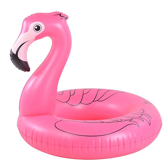 HIWENA Flamingo Float, Inflatable Flamingo Party Tube, 41 Inches Pink Flamingo Float Ages 9