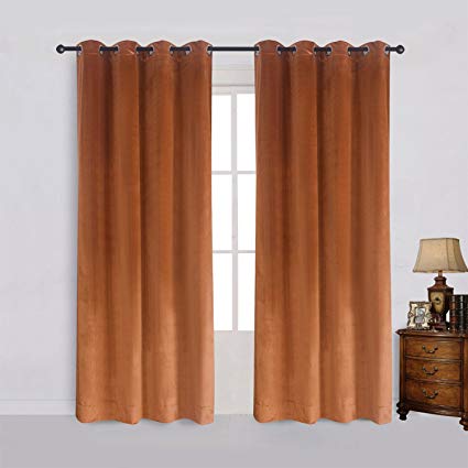 Cherry Home 52-Inch-by-63-Inch Velvet Blackout Grommet Curtain Panel, Orange