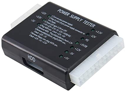 Tan QY PC Power Supply Tester 20/24 Pin PSU ATX SATA HDD (Black)