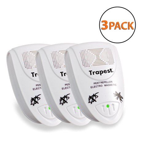 Trapest Ultrasonic Electro Magnetic Natural Indoor Pest Control (3 Pack) Repel Mice,cockroach,fly,mosquito,ants,spiders,bed Bugs,rodent - ( UK PLUG)