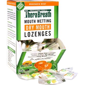 TheraBreath Dentist Recommended Dry Mouth Lozenges Sugar Free Mandarin Mint Flavor 100 Count