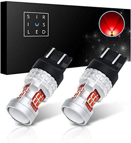 SIRIUSLED Compact 7443 7444 Red LED for Car Brake Tail Light Bulb Full aluminum alloy body small size Pack of 2