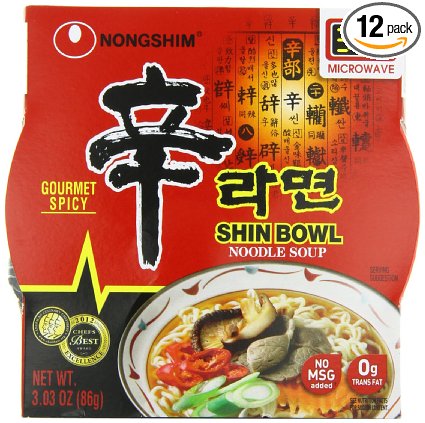 Nongshim Shin Big Bowl Noodle Soup, Gourmet Spicy, 3.03 Ounce (Pack of 12)