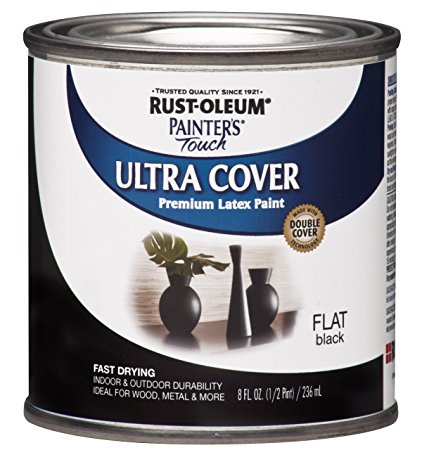 Rust-Oleum 1976730 Painters Touch Latex, Half Pint,  Flat Black