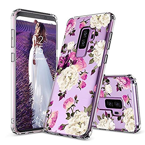 Galaxy S9 Plus Case, Galaxy S9 Plus Cover, MOSNOVO Peony Floral Flower Blossom Pattern Printed Clear Design Hard Back Case with Soft TPU Bumper Protective Case Cover for Samsung Galaxy S9 Plus (2018)