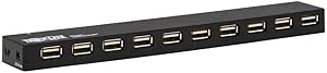 Tripp Lite 10-Port USB-A Hub - USB 2.0, Up to 480 Megabytes per Second, Plug-and-Play No Software, International Plug Adapters for North America, UK, EU, & Australia - 3-Year Warranty (U223-010-INT)