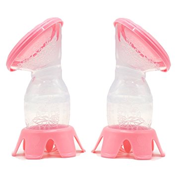 Manual Breast Pumps Milk Suction with Protective Lid Silicone Portable Hands-Free Breastfeeding Design Ideal for Travel 2 Packs