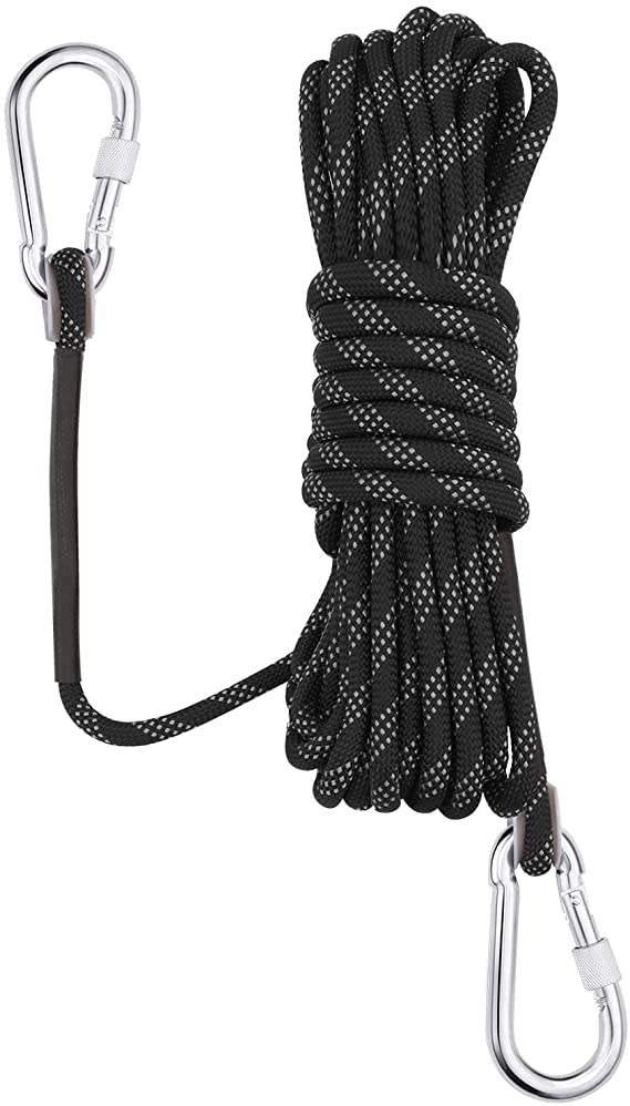 Gonex Static Climbing Rope, 8mm Safety High Strength Tree Climbing Rappelling Rope Indoor Gym Outdoor Hiking Magnet Fishing Fire Escape Rope 32ft 64ft 96ft