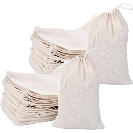Tatuo 200 Pack Cotton Muslin Bags Burlap Bags Sachet Bag Multipurpose Drawstring Bags for Tea Jewelry Wedding Party Favors Storage (4 x 6 Inches)