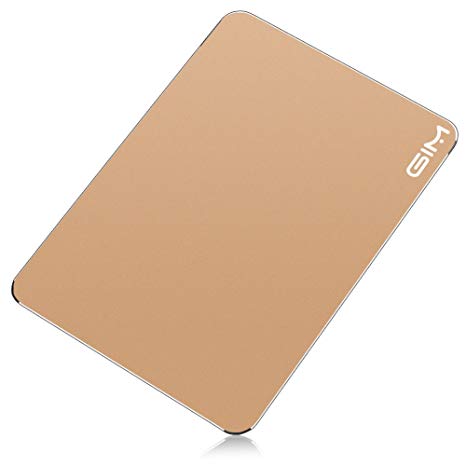 GIM Waterproof Aluminium Gaming Mouse Pad / Mat with Non-slip Rubber Base & Micro Sand Blasting Aluminium Surface for Fast and Accurate Control 11.8 x 9.5 inch (Glod-L)