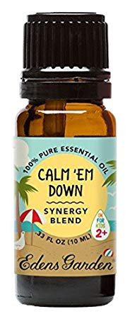 Edens Garden Calm 'Em Down Ok for Kids Synergy Blend Essential Oil (Douglas Fir, Petitgrain, Lavender, Sweet Orange, Vetiver, Damiana and Vanilla), 10 mL