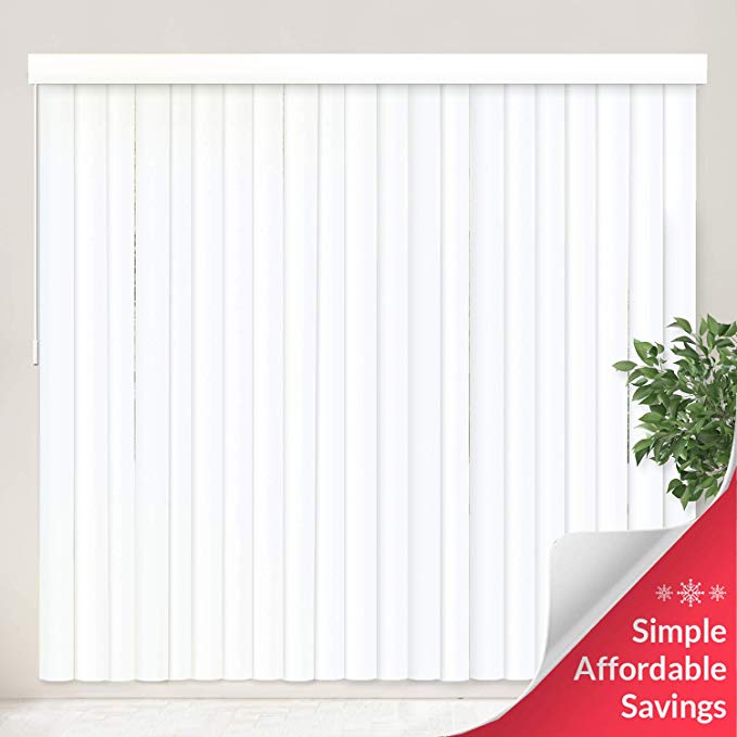 CHICOLOGY Cordless Vertical Blinds Patio Door or Large Window Shade, 78" W X 84" H, Oxford White Vinyl