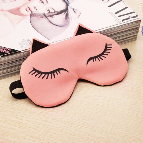 Suntasty Soft 100% Cotton Sleep Mask with Free Ear Plugs Pink