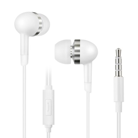 G-Cord® In-Ear Earbuds with Built-in Mic Noise Cancelling Earphones for iPhone, iPad, iPod, Samsung Galaxy Phones, Android Smartphones, Tablets, Computers, MP3 Players (White)