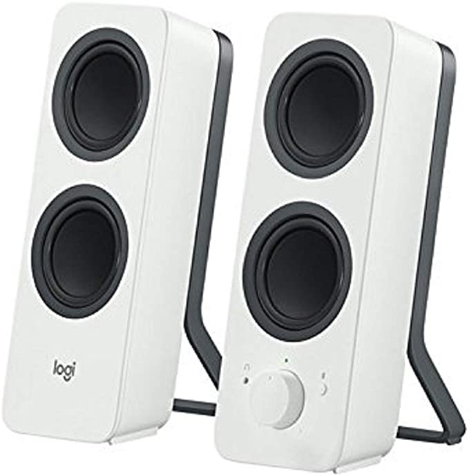 Logitech Z207 Wireless Bluetooth PC Speakers, Stereo Sound, 10 Watts Peak Power, 3.5mm Audio Input, Headphone Jack, Multi Device, Easy Switch, EU Plug, Computer/TV/Smartphone/Tablet - White