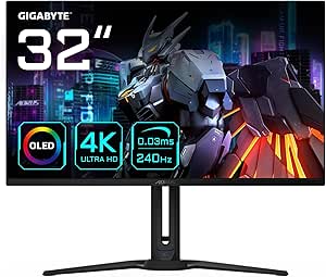 Gigabyte Écran de Jeu AORUS FO32U2 OLED de 32” - 3840 x 2160 (UHD), 240Hz, 0,03ms, KVM, 250 CD/m², FreeSync Premium Pro, DisplayHDR True Black 400, HDMI 2.1