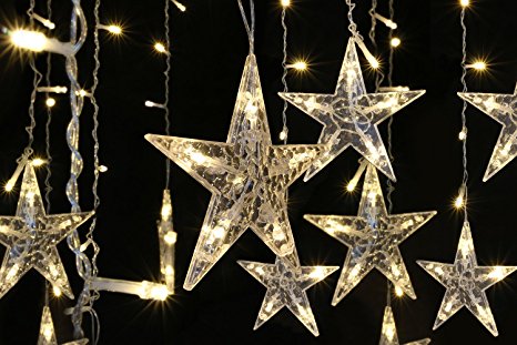 Festival Party Decorations Tree lights Indoor and Outdoor String Lights 120 Leds 3M 10ft Five-pointed Star String Lights For Bedroom, Patio, Parties Water Proof Warm White