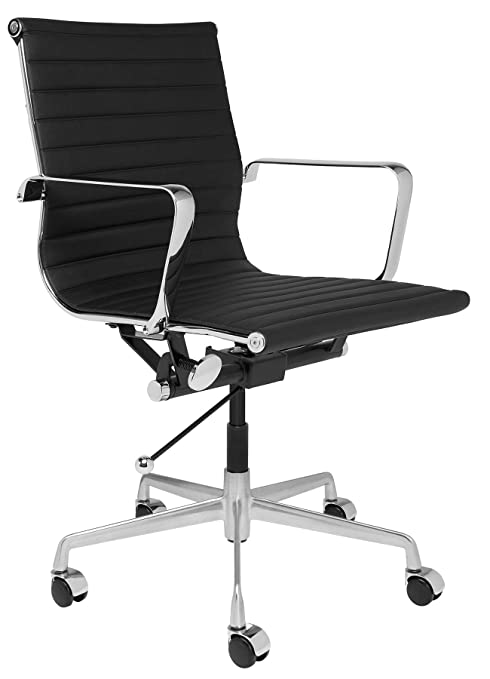 SOHO Mid Century Modern Ribbed Management Office Chair (Black)