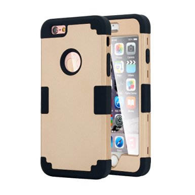 iPhone 6S Case, Pandawell™ Hybrid Heavy Duty Shockproof Case with Dual Layer [Hard PC  Soft Silicone] Impact Protection for Apple iPhone 6 / 6S 4.7 inch (Gold/Black)