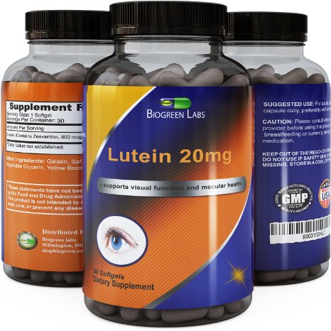 Biogreen Labs Lutein Eye Support Supplement With Zeaxanthin, 20mg