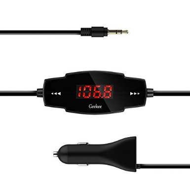 FM Transmitter GeeKee Wireless Radio Transmitter Car Kit Car Receiver Adapter with 35mm Audio Plug 5V 24A Car Charger for iPhone 6s54 Samsung S6 Edge Plus Audio Players with 35mm Audio Jack