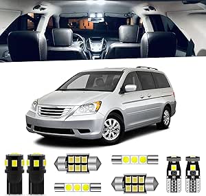 14-Pieces Odyssey LED Interior Lights Kit for Honda Odyssey 2005 2006 2007 2008 2009 2010 White 6000K LED Interior Lighting Package   License Plate Lights, Install Tool