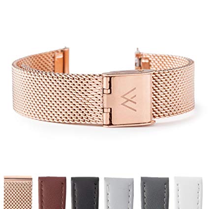 WRISTOLOGY Rose Gold 14mm Womens Easy Interchangeable Stitched Leather Watch Band