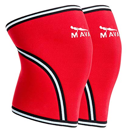 Mava Sports Pair of Knee Compression Sleeves Neoprene 7mm for Men & Women for Cross Training WOD, Squats, Gym Workout, Powerlifting, Weightlifting