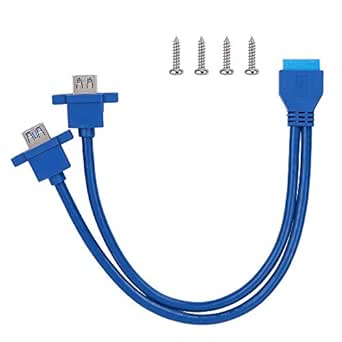 19Pin/20Pin Female Header to Dual USB3.0 A Front Motherboard Panel Mount Cable with Screw Hole(0.)