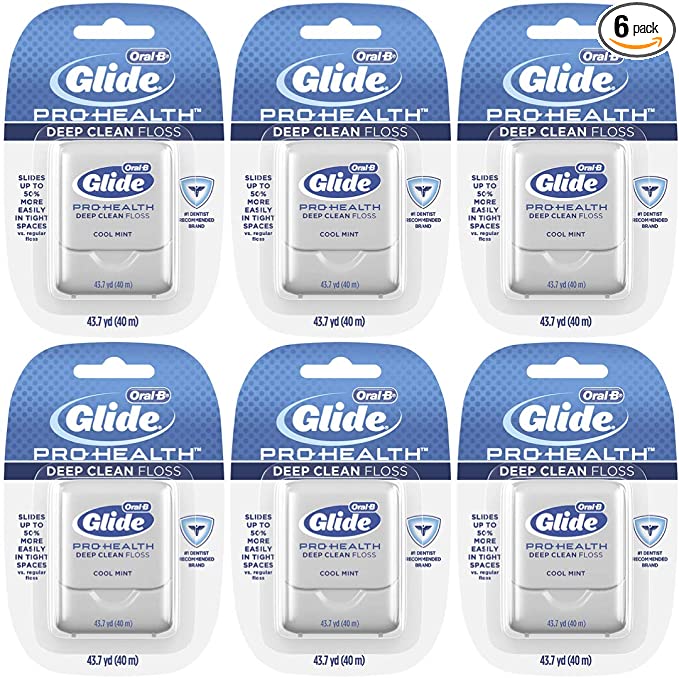 Oral-B Glide Pro-Health Deep Clean Cool Mint Flavor Floss, 40 m (Pack of 6)