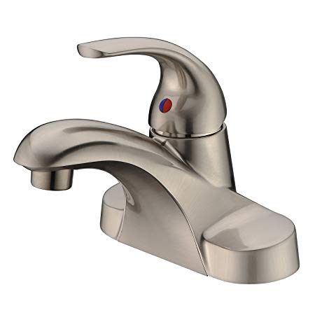 Aquafaucet Centerset Brushed Nickel Single Handle Lavatory Bathroom Vanity Faucet Bathroom Sink Faucet