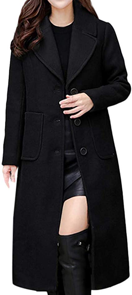 JMETRIE Winter Coats for Womens, Lapel Slim Long Outwear Wool Overcoat Coat Jacket Parka