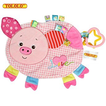 TOLOLO Cartoon Animals Plush Toys Baby Sleeping Toys Newborn Children to Appease Towel Cloth Can Bite (Piggy)