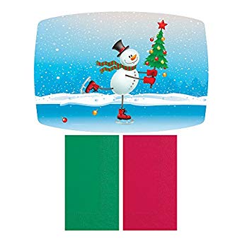 Hoffmaster 856796 Skating Snowman - Placemat and Napkin Combo Pack, Disposable, (Each case has 250 Placemats, and 250 Napkins) (Pack of 500)