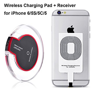 Wireless Charger, Qi Wireless Charging Pad   iPhone Receiver for iPhone 7 Plus 6s /6s Plus/6/5 /5s /5c, Galaxy S7 S6 edge, Nexus 4/5/6 and All Qi-Enabled Devices