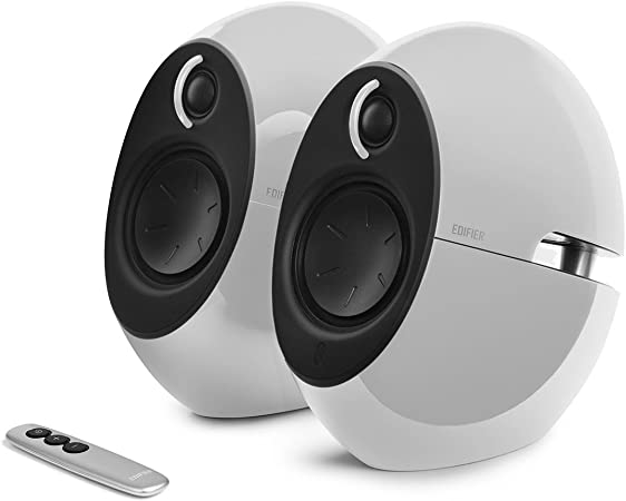 Edifier E25HD Luna Eclipse 74W Active Remote Control Bookshelf Speakers with Bluetooth and Optical connectivity Built in Amplifier Perfect for Laptop, PC, MAC,Gaming, and Phone (Gloss White)