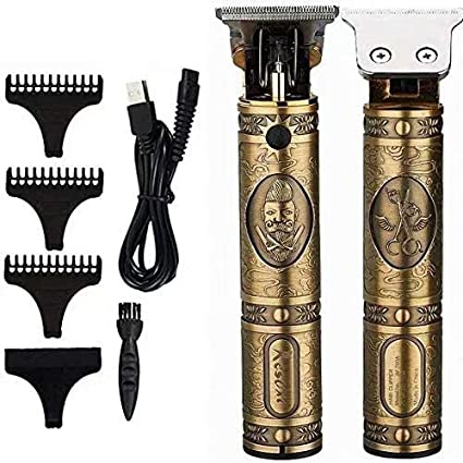 Electric Pro Li Outliner Grooming Rechargeable Cordless Close Cutting T-Blade Trimmer for Men 0mm Baldheaded Hair Clippers Zero Gapped Detail Beard Shaver Barbershop (Gold)