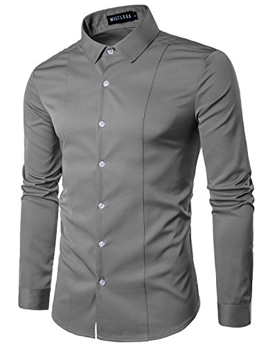 Whatlees Mens Hipster Casual Slim Fit Long Sleeve Button Down Dress Shirts Tops with Embroidery