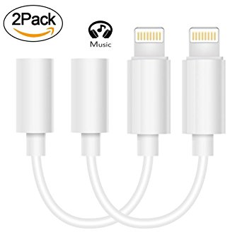 iPhone 7/7Plus Adapter Headphone Jack 2Pack,CaseyPop Lightning to 3.5 mm Headphone Jack Adapter for iPhone 7/7 Plus Accessories(ios 10.3)(White)