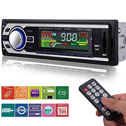 Car Stereo with Bluetooth,Huicocy Car MP3 Player Support USB/SD/AUX/FM, Single Din Car Radio, Wireless Remote Control