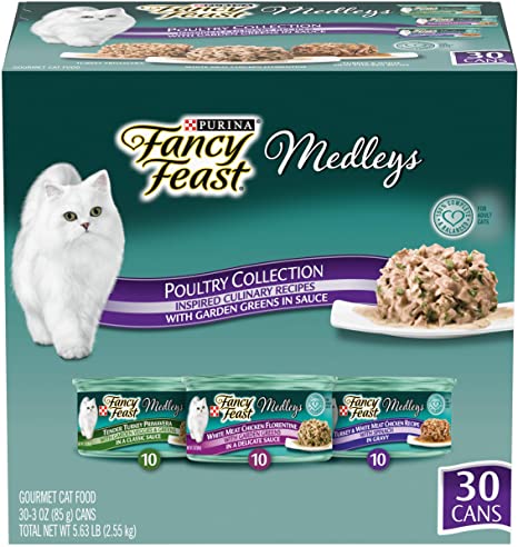 Purina Fancy Feast Wet Cat Food Variety Pack, Medleys Taste of Italy with Garden Greens in Sauce - (30) 3 oz. Cans