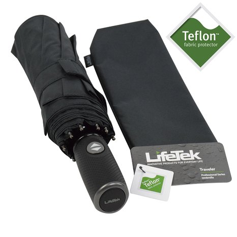 LifeTek Travel Umbrella Automatic 9-Rib WindProof 210T Fabric with Teflon