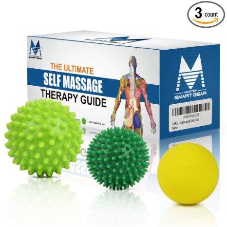 Pack of 3 Physical Therapy Massage Ball Set Pro 2 Spiky Balls  1 Lacrosse Style Rubber Ball for Therapeutic / Deep Tissue / Trigger Point / Muscles Knot / Acupressure Therapy Massage Balls