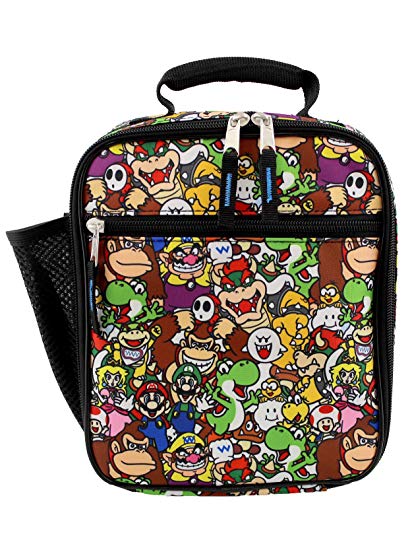 Super Mario Bros Boy's Girl's Soft Insulated School Lunch Box (Multicolor, One Size)