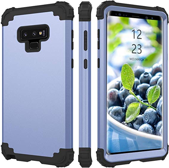 BENTOBEN Case for Samsung Note 9, 3 in 1 Design Hybrid Hard PC Soft Rubber Heavy Duty Rugged Bumper Shockproof Drop Protection Full Protective Phone Cover for Galaxy Note 9, Light Blue