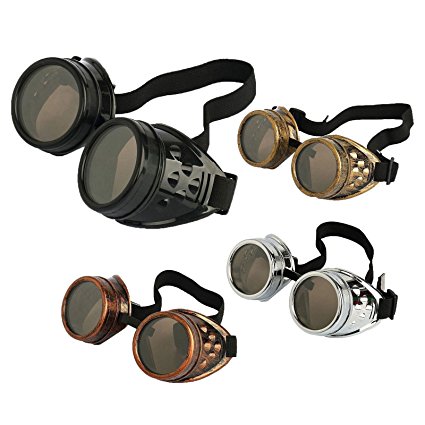 Agile-shop 4pcs Retro Vintage Victorian Steampunk Goggles Glasses Welding Cyber Punk Gothic Cosplay